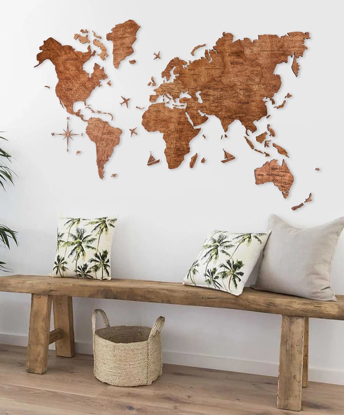 Mapas en pared de madera - roble