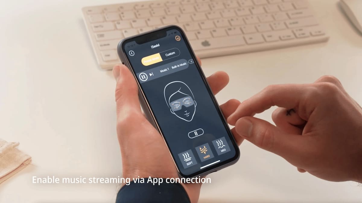 Modernas gafas de masaje con conexión Bluetooth inteligente