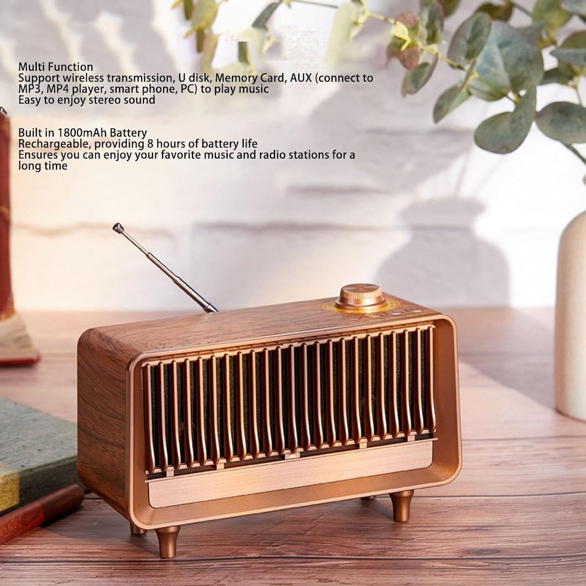 radio retro hecha de madera altavoz pequeño vintage