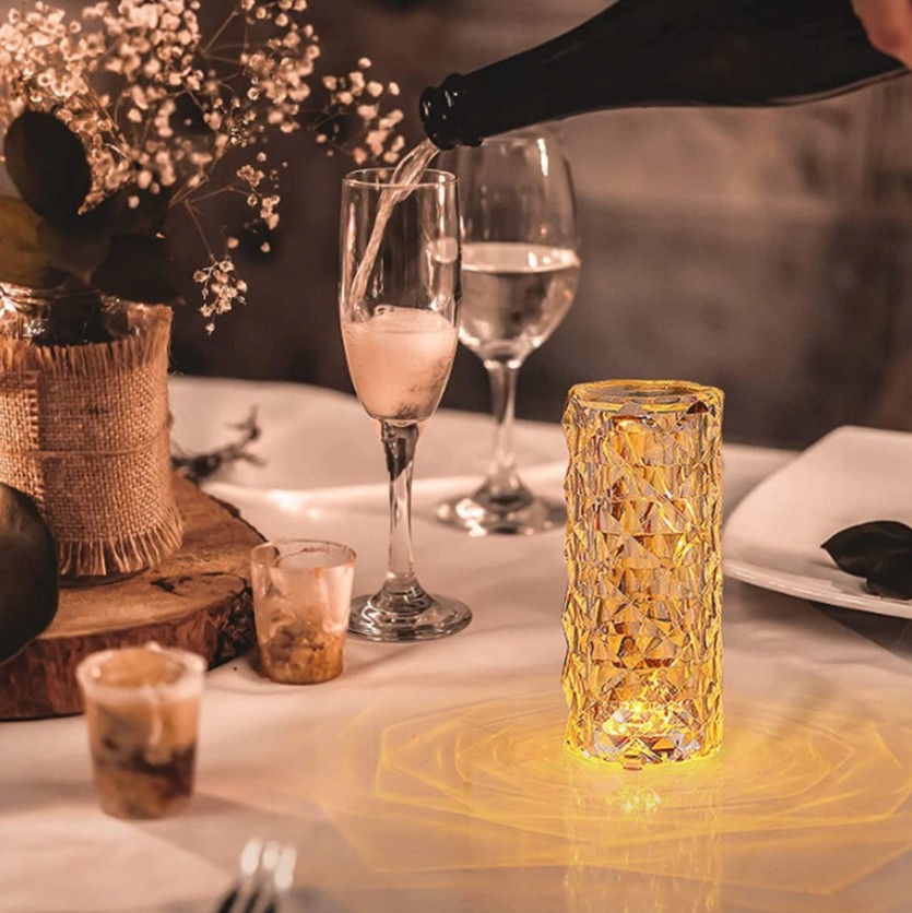 Lámpara de ambiente LED táctil con forma de taza de cristal - Lámpara de mesa colorida