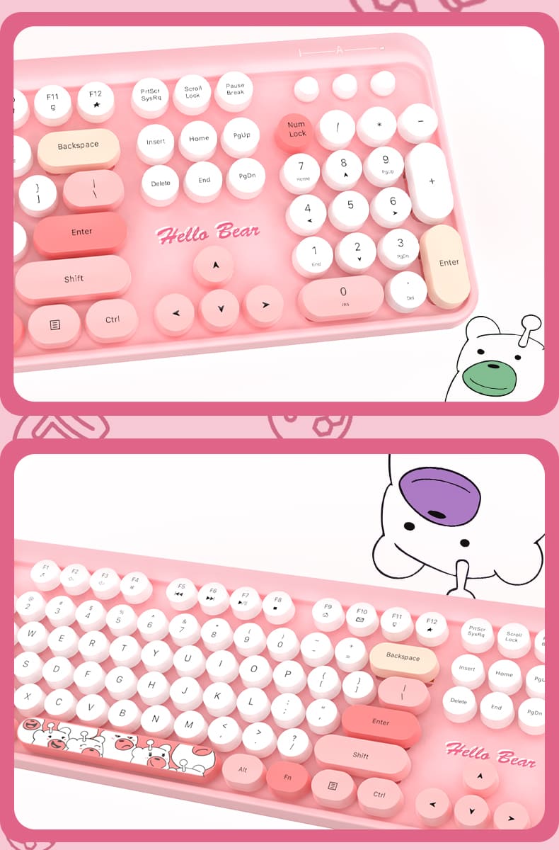 Teclado rosa con diseño de Hello Kitty y ratón Stylova