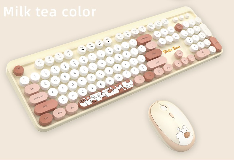 Conjunto de teclado y ratón inalámbricos con diseño de osito de peluche