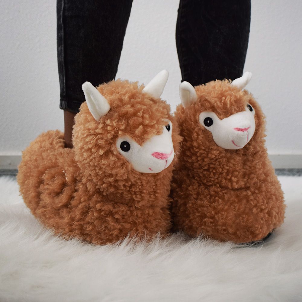 pantuflas cálidas de alpaca llama