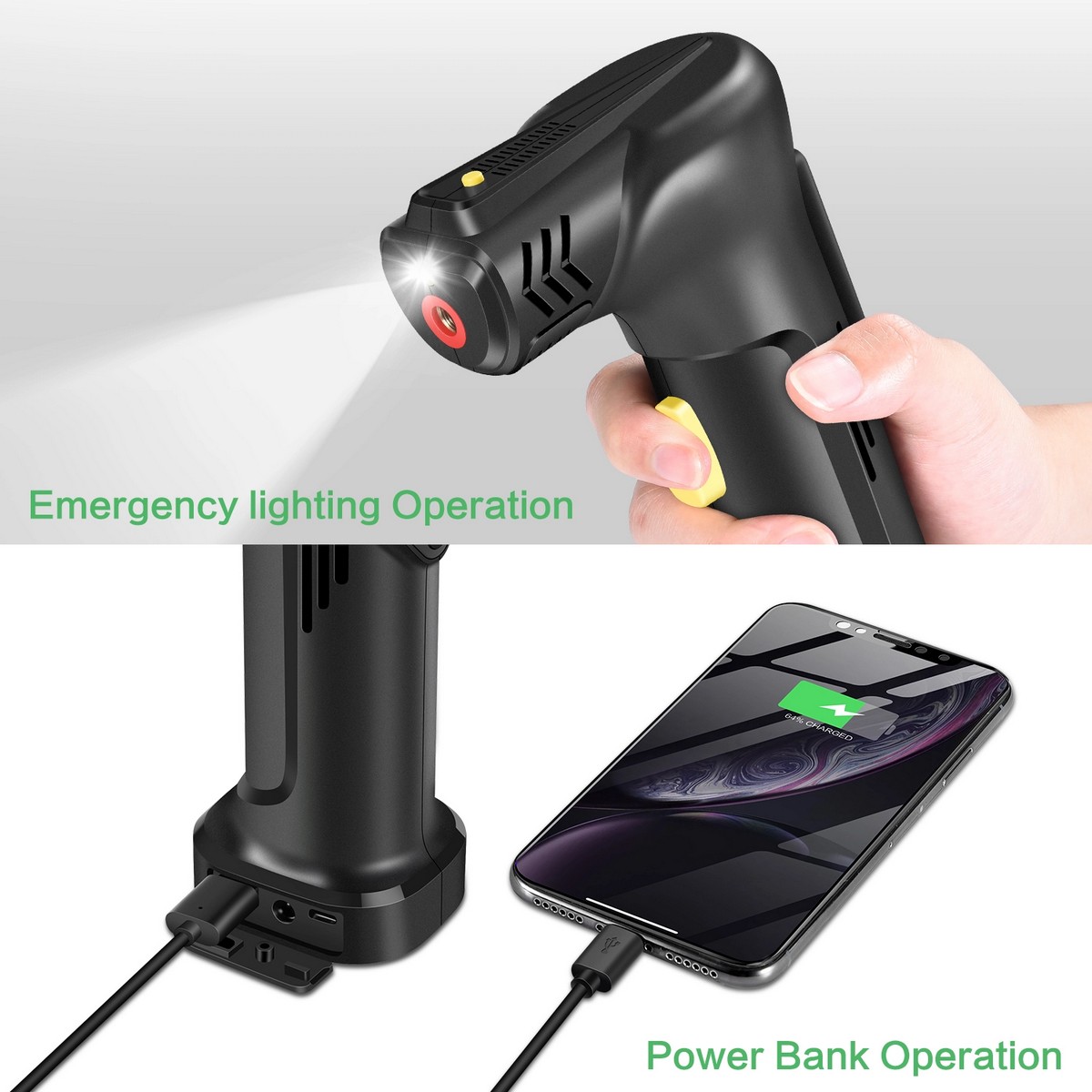 bomba de aire inteligente + linterna led y powerbank