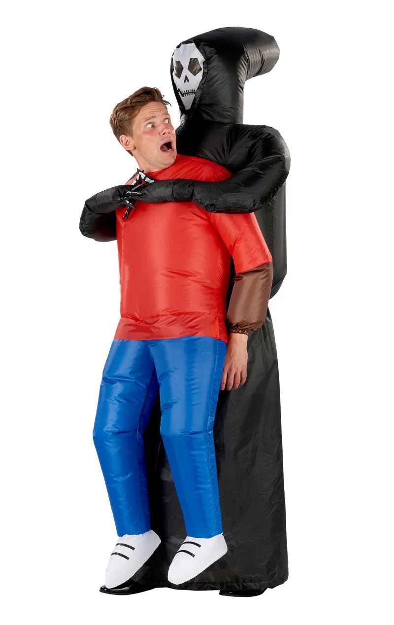 Disfraz inflable de la muerte de la parca - Traje inflable de Halloween con ventilador