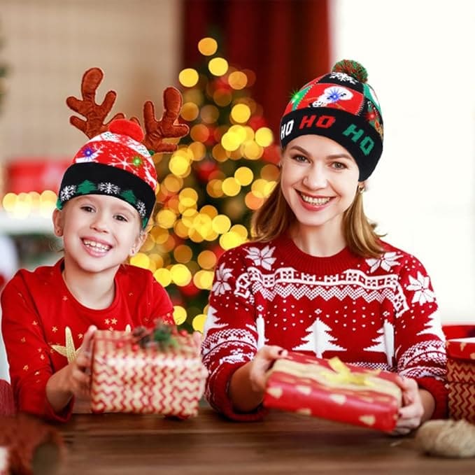 gorra luminosa para invierno - gorra LED de invierno con pompón