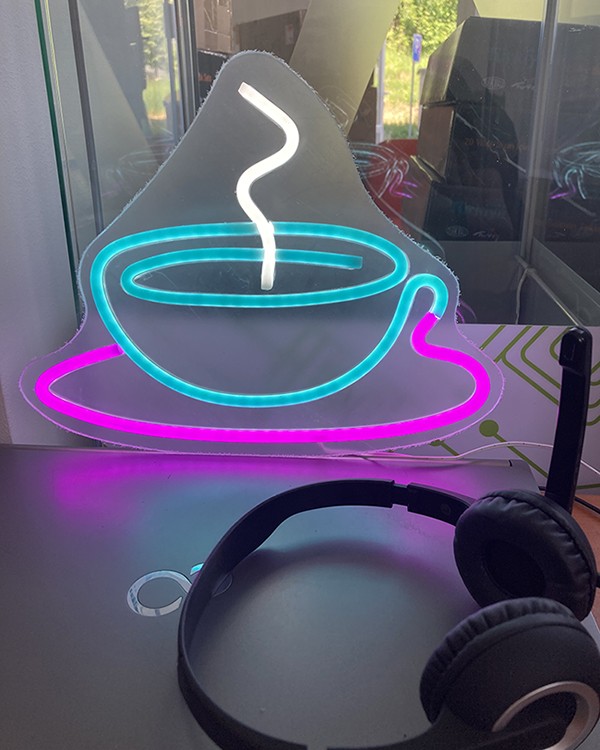 taza de café - pintura de pared con luz LED